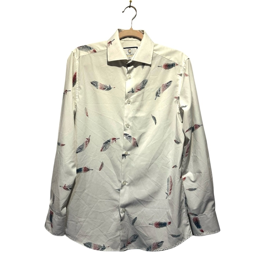 Suslo couture fitted blouse size s feather design